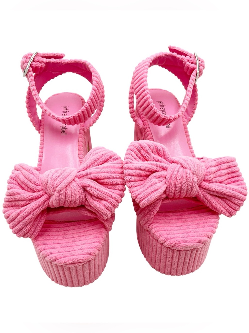 {Jeffery Campbell} Pic-Nic Pink Stripe Terry Cloth Platform Sandals